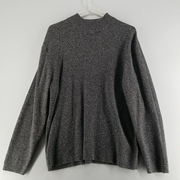Karen Scott Sweater Women's Size 3X Knit Long Sleeve Grey Black 100% Cotton - Picture 1 of 8
